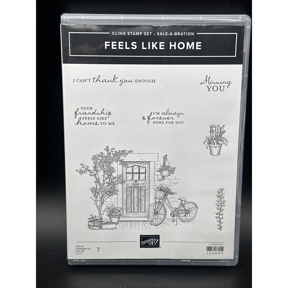 Stampin Up FEELS LIKE HOME Red Rubber Cling Stamp Set Gently Used